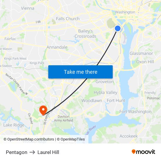 Pentagon to Laurel Hill map