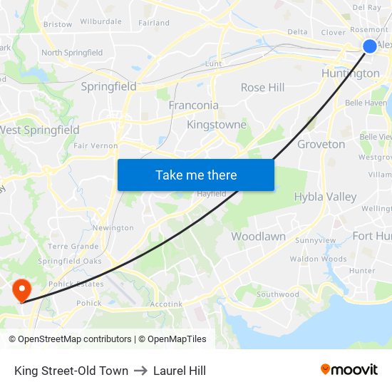 King Street-Old Town to Laurel Hill map