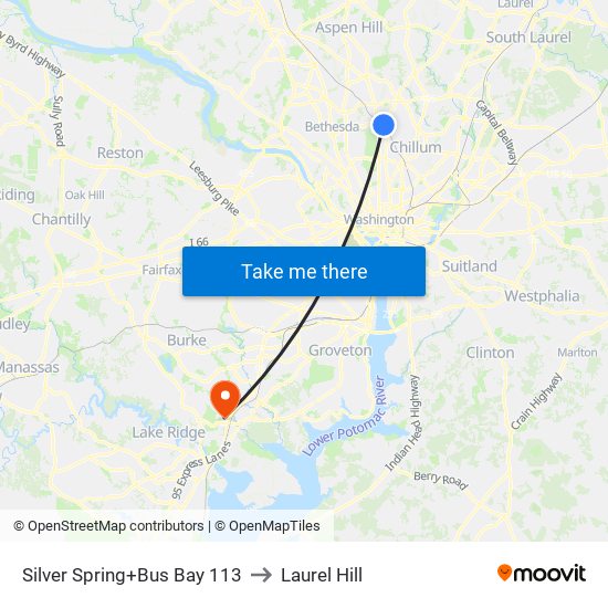 Silver Spring+Bay 113 to Laurel Hill map