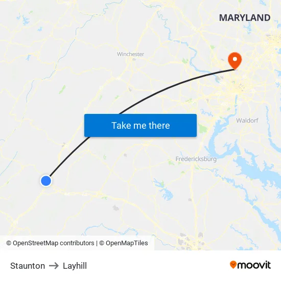 Staunton to Layhill map