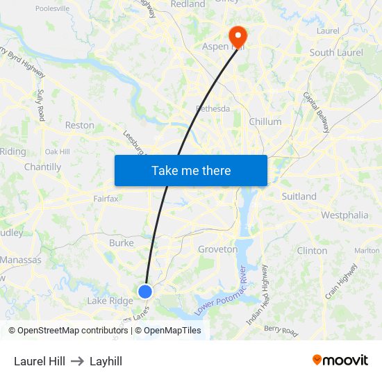 Laurel Hill to Layhill map