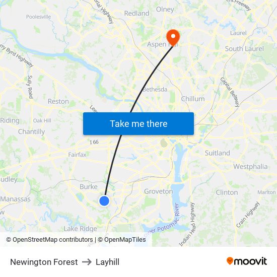 Newington Forest to Layhill map