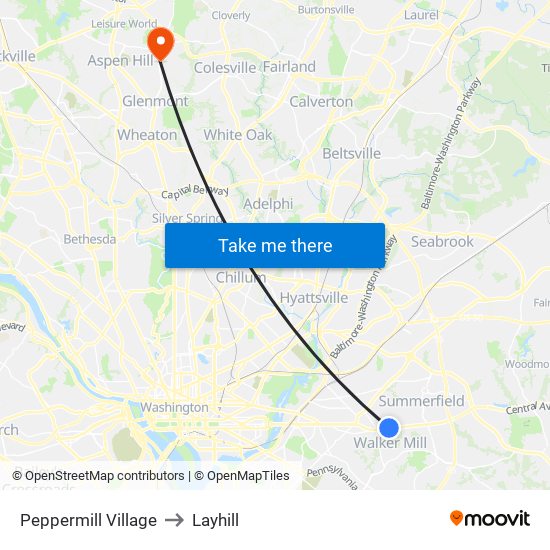 Peppermill Village to Layhill map