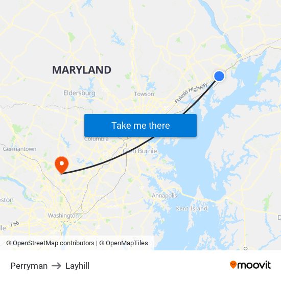 Perryman to Layhill map