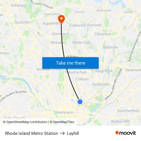 Rhode Island Metro Station to Layhill map