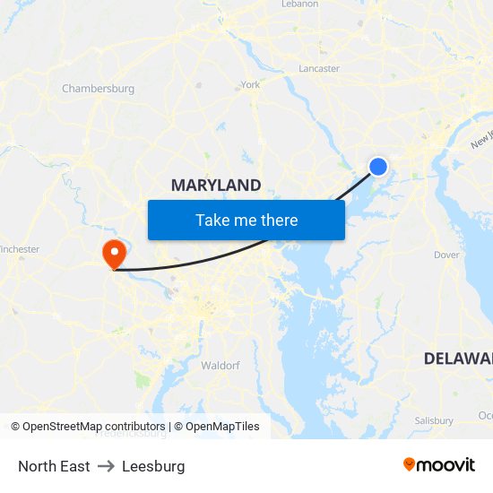 North East to Leesburg map