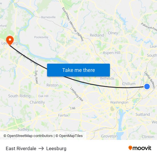 East Riverdale to Leesburg map
