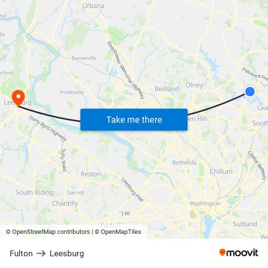 Fulton to Leesburg map
