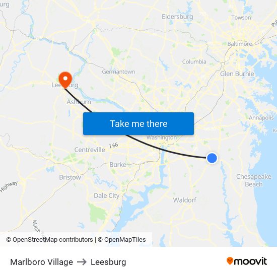 Marlboro Village to Leesburg map