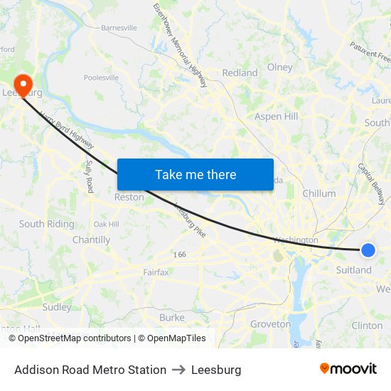 Addison Road Metro Station to Leesburg map