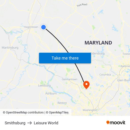 Smithsburg to Leisure World map