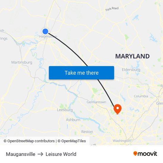 Maugansville to Leisure World map