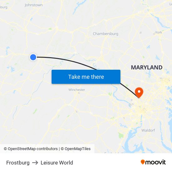 Frostburg to Leisure World map