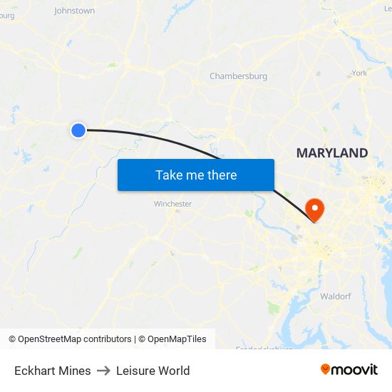 Eckhart Mines to Leisure World map