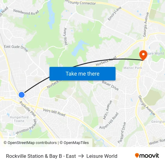 Rockville Station & Bay B - East to Leisure World map