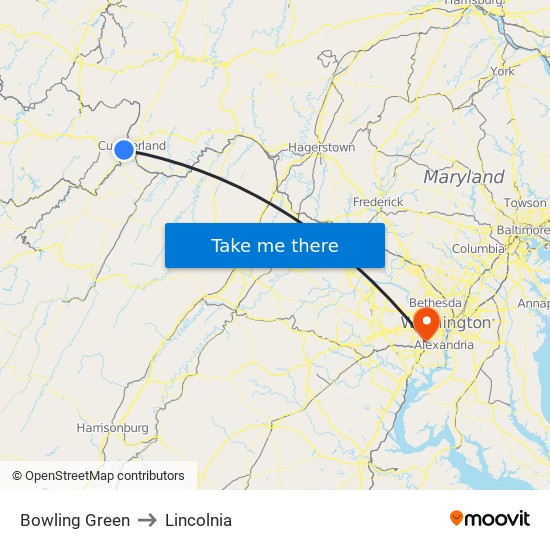 Bowling Green to Lincolnia map