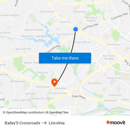 Bailey'S Crossroads to Lincolnia map