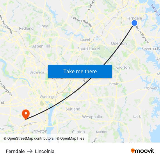 Ferndale to Lincolnia map