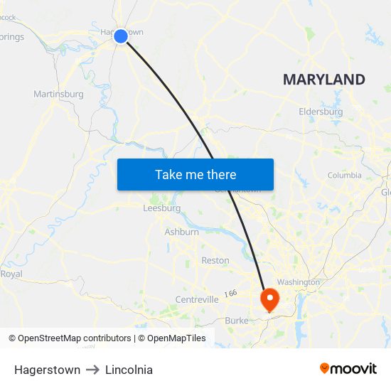 Hagerstown to Lincolnia map