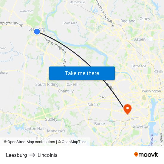 Leesburg to Lincolnia map