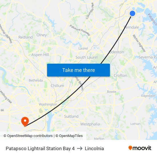 Patapsco Lightrail Station Bay 4 to Lincolnia map