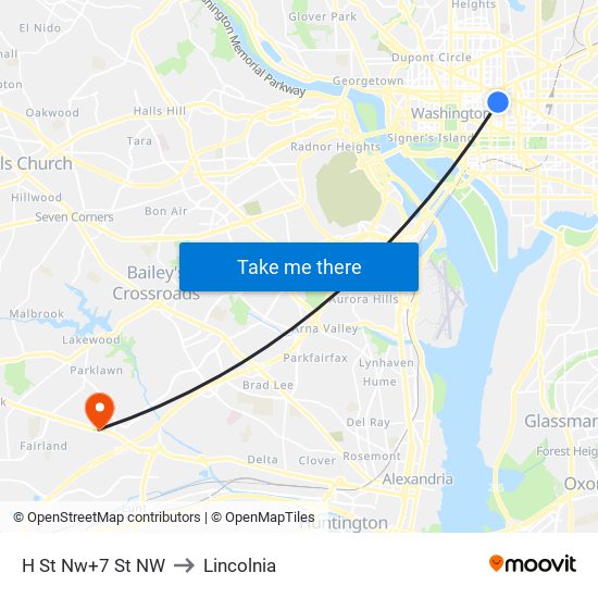 H St Nw+7 St NW to Lincolnia map