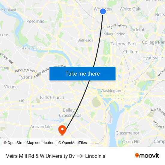 Veirs Mill Rd & W University Bv to Lincolnia map