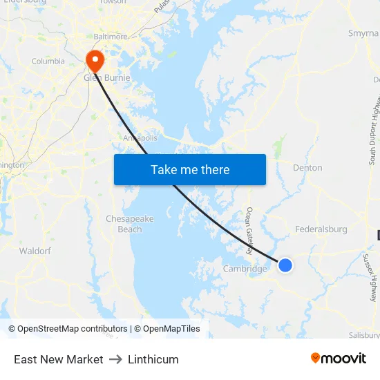 East New Market to Linthicum map