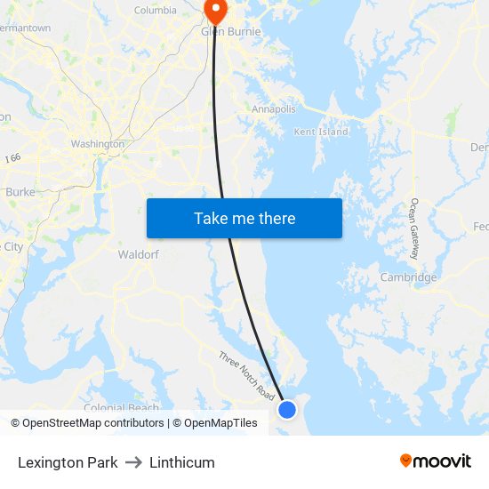 Lexington Park to Linthicum map