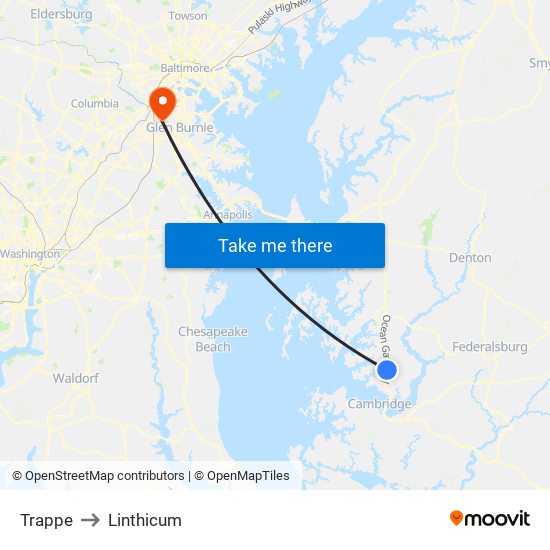 Trappe to Linthicum map