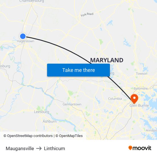 Maugansville to Linthicum map