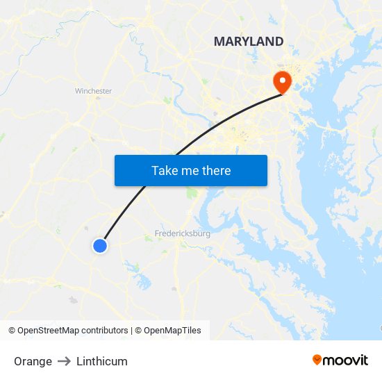 Orange to Linthicum map