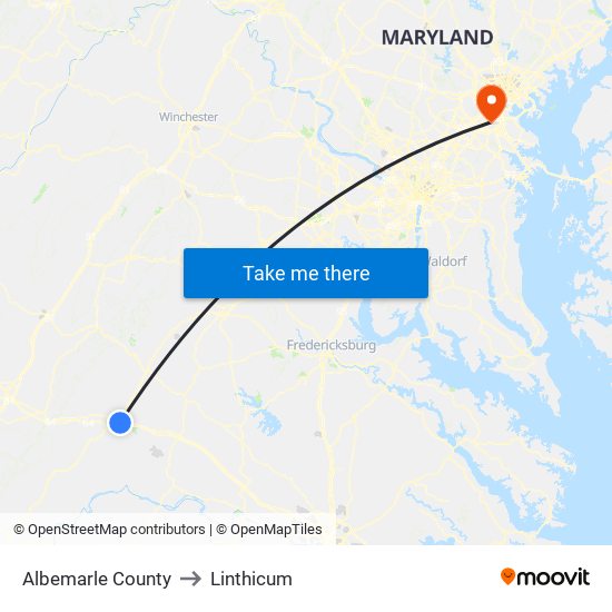 Albemarle County to Linthicum map