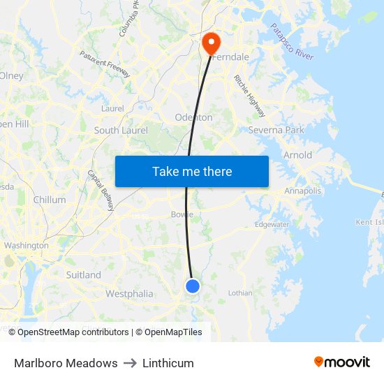 Marlboro Meadows to Linthicum map