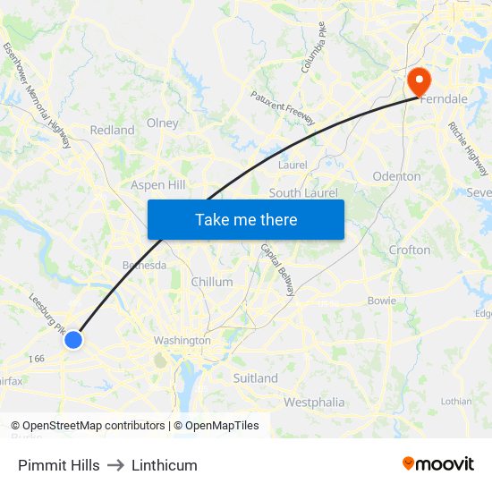 Pimmit Hills to Linthicum map