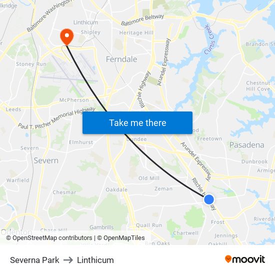 Severna Park to Linthicum map