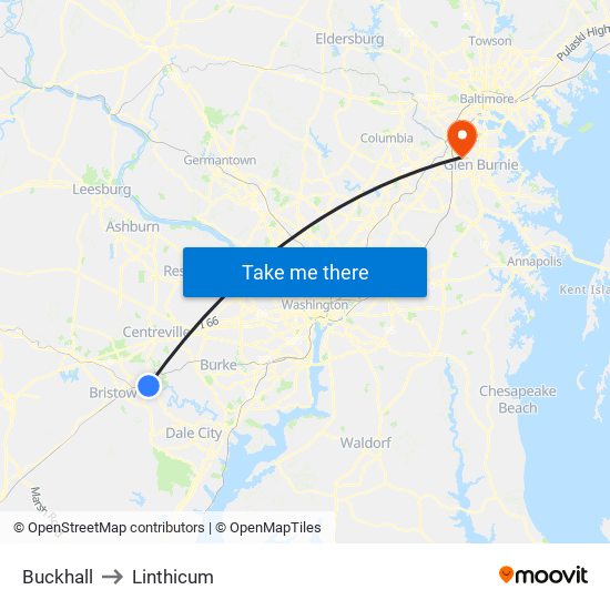 Buckhall to Linthicum map