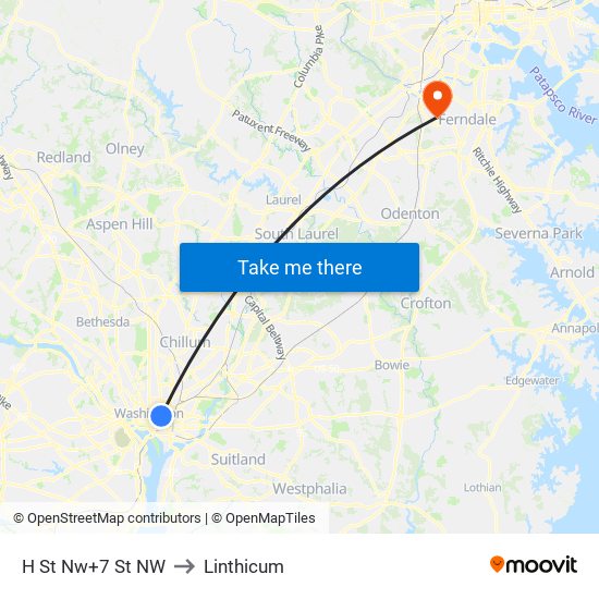 H St Nw+7 St NW to Linthicum map