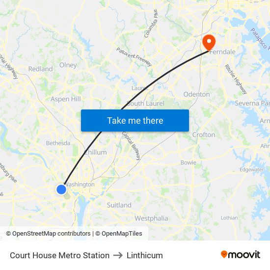 Court House Metro Station to Linthicum map