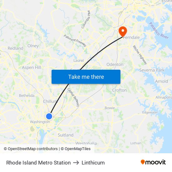 Rhode Island Metro Station to Linthicum map