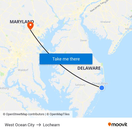 West Ocean City to Lochearn map