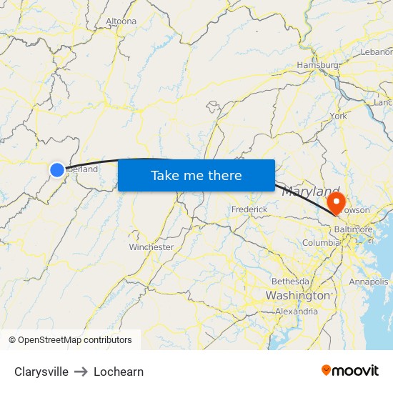 Clarysville to Lochearn map