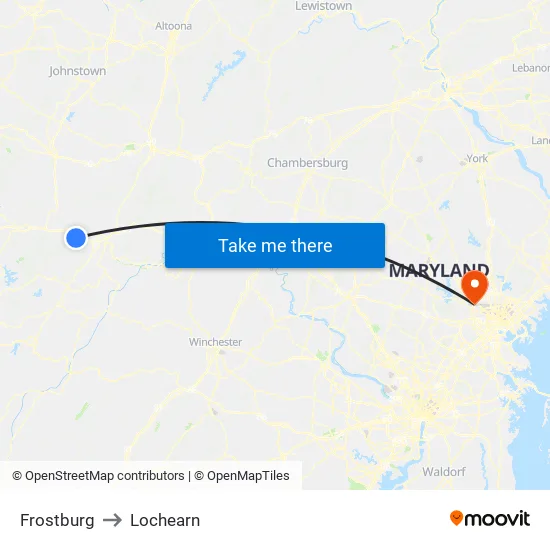 Frostburg to Lochearn map