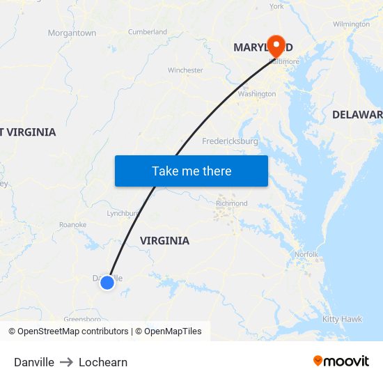 Danville to Lochearn map