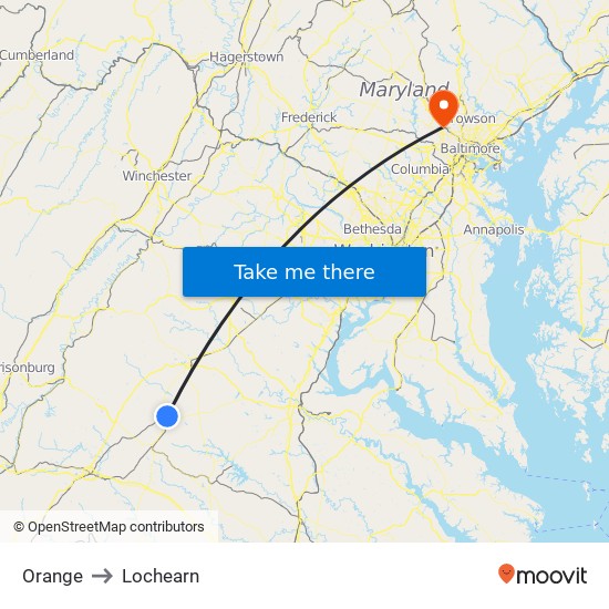 Orange to Lochearn map