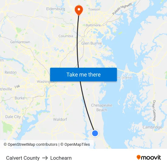 Calvert County to Lochearn map