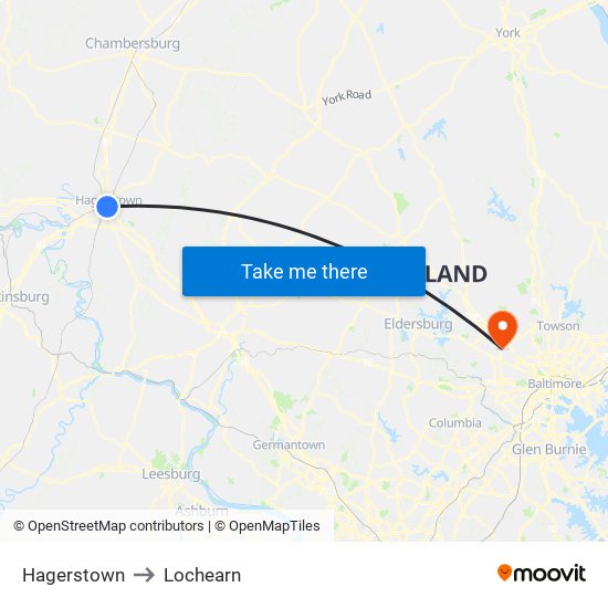 Hagerstown to Lochearn map