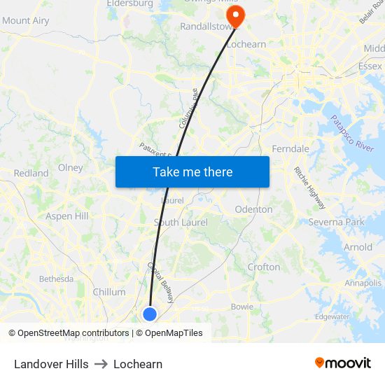 Landover Hills to Lochearn map