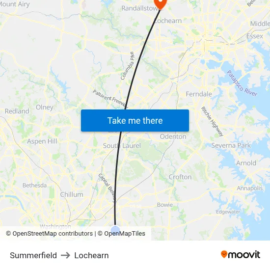 Summerfield to Lochearn map
