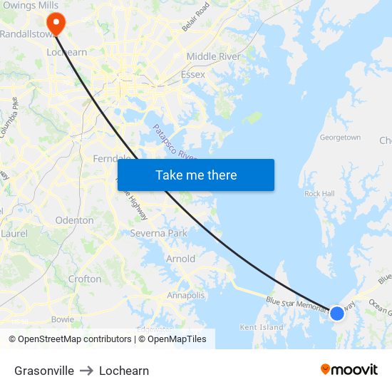 Grasonville to Lochearn map